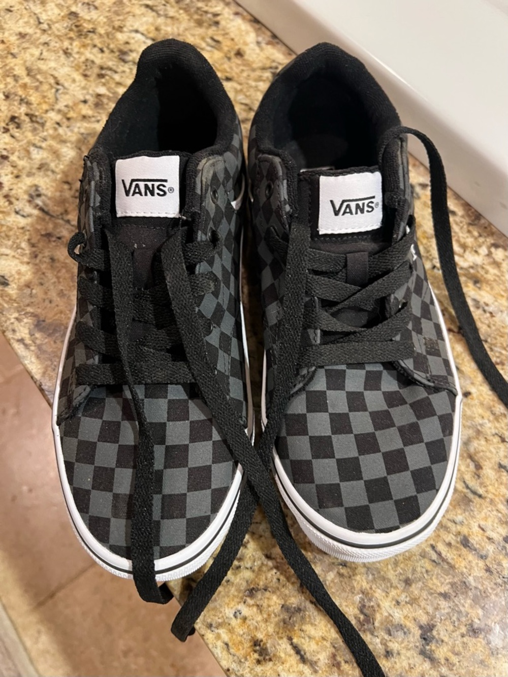 Vans Kids Black & Gray Checkerboard Skate Sneakers